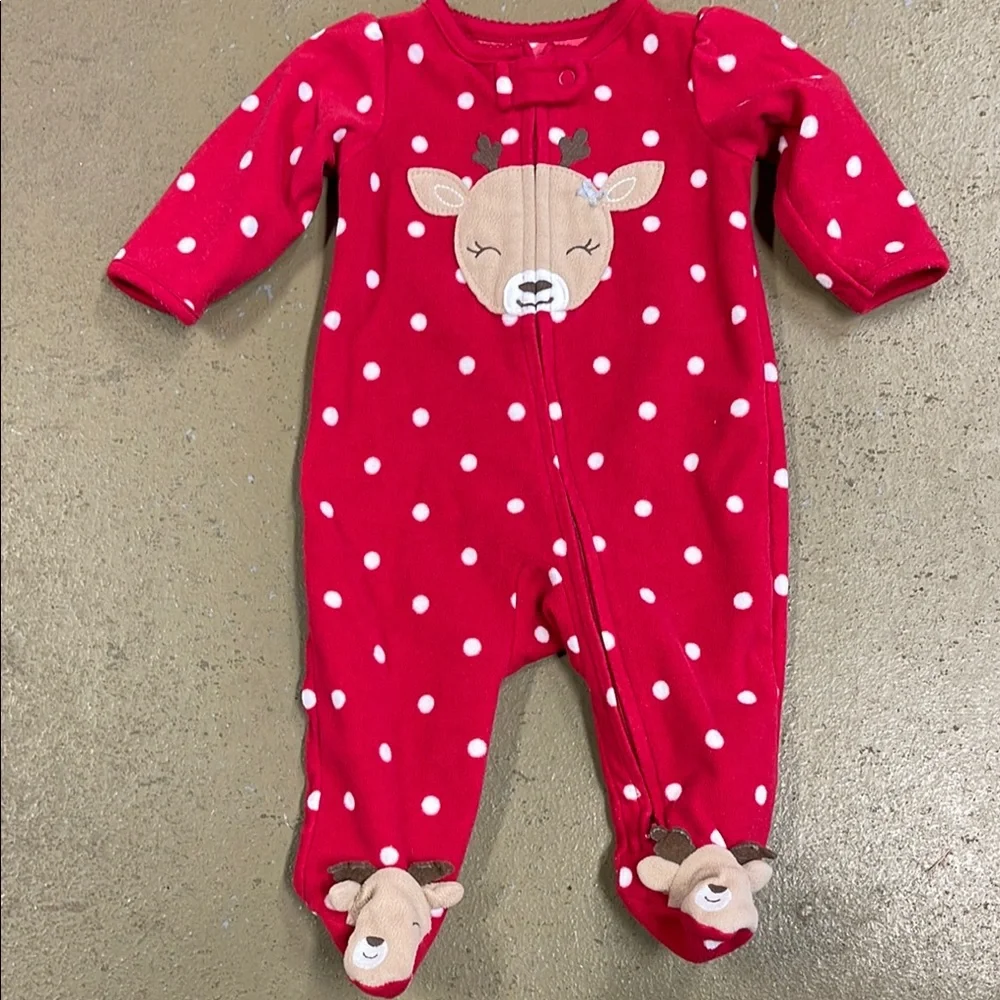 Carter’s Child of Mine Reindeer Christmas Sleeper Infant 0-3 Months